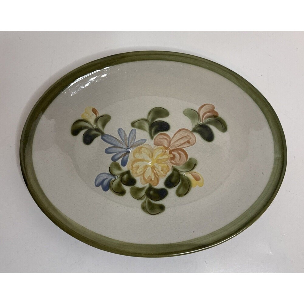 Vintage Louisville Stoneware Flower Oval Platter 12 X‎ 10 Cottagecore Shabbychic